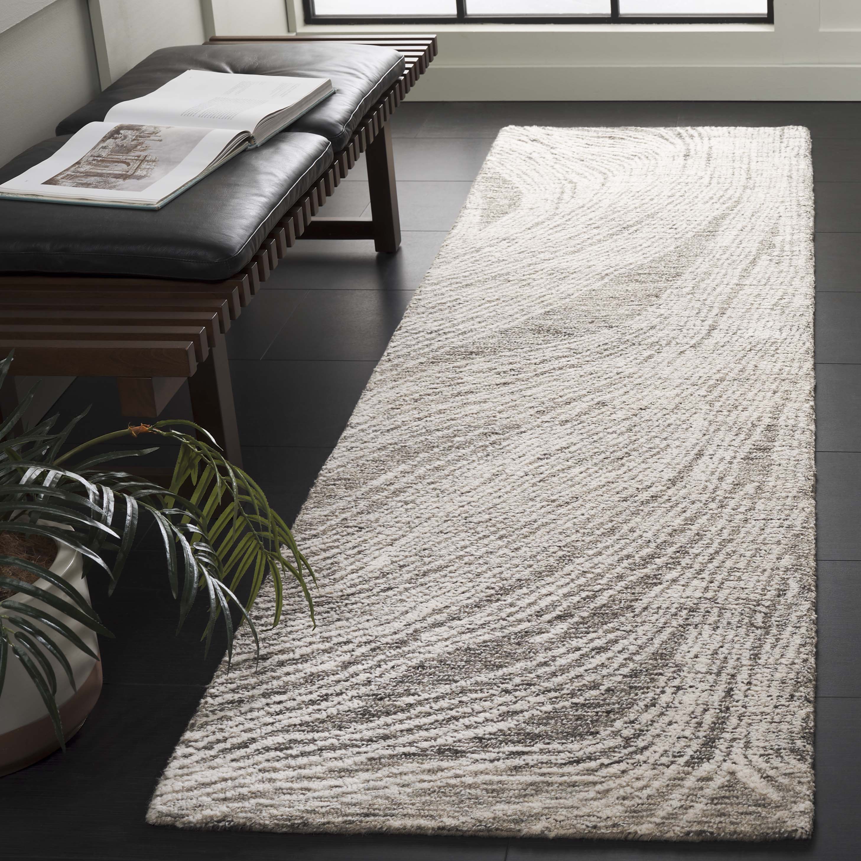 Safavieh Hand Tufted Abstract Collection Charcoal / Ivory Area Rugs - ABT925H - Picture 4 of 10