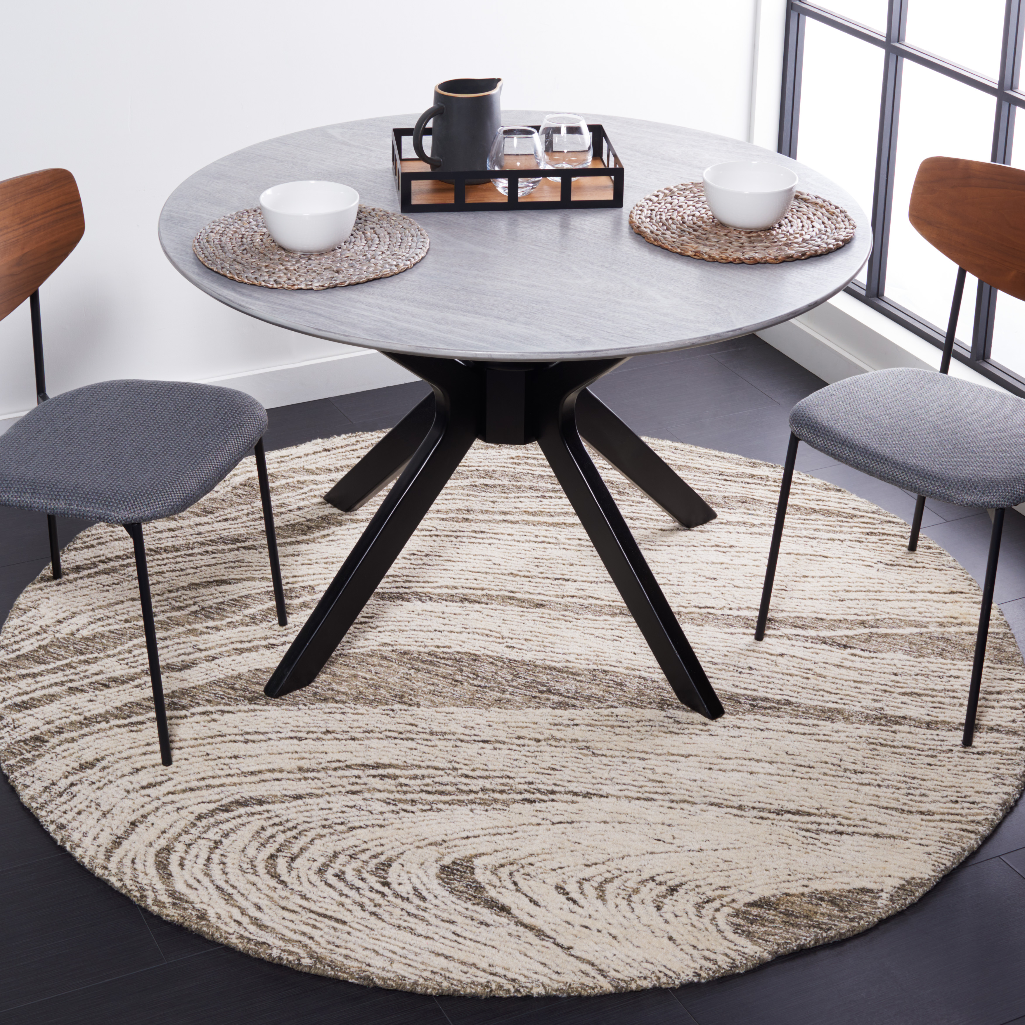 Safavieh Hand Tufted Abstract Collection Charcoal / Ivory Area Rugs - ABT925H - Picture 8 of 10
