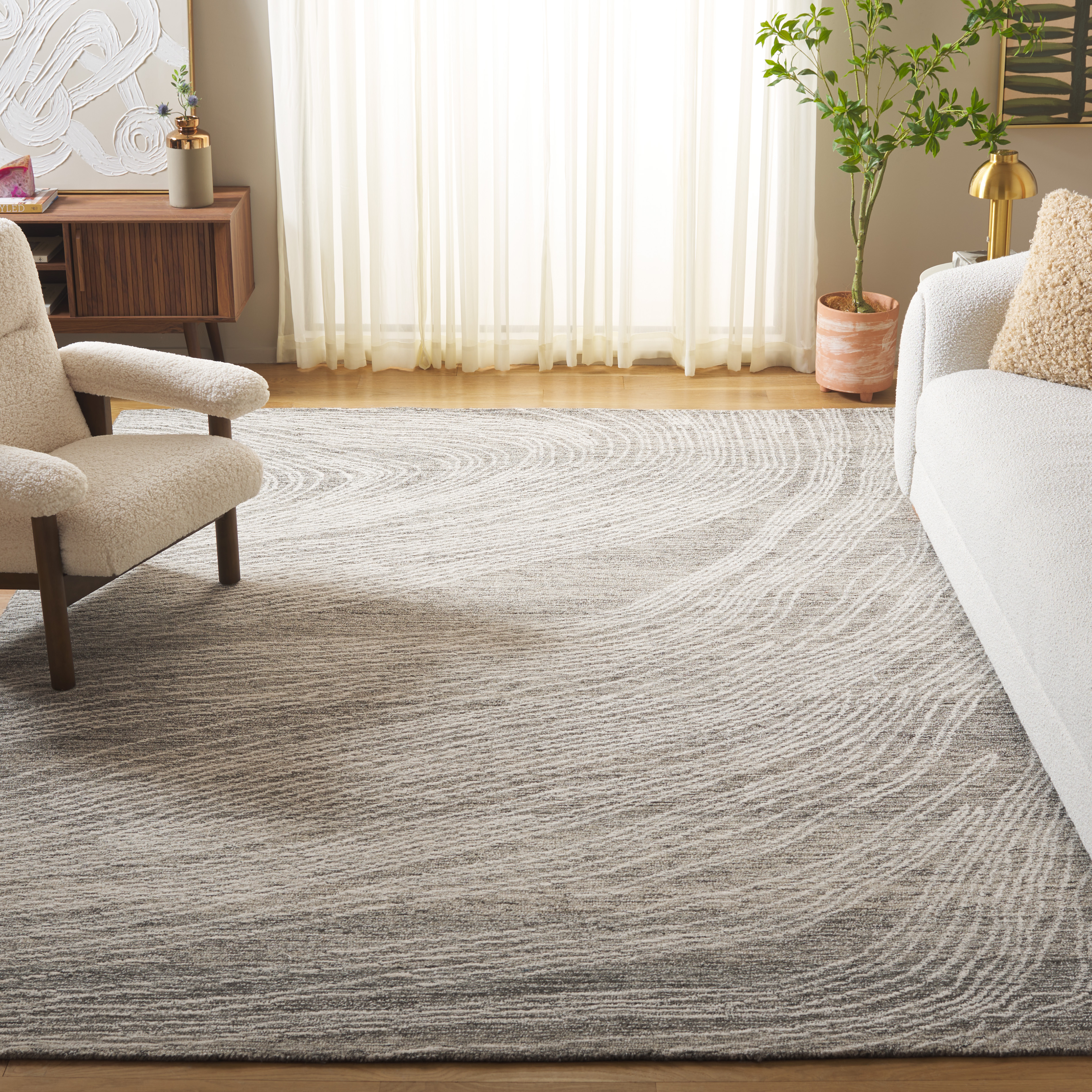 Safavieh Hand Tufted Abstract Collection Charcoal / Ivory Area Rugs - ABT925H - Picture 6 of 10