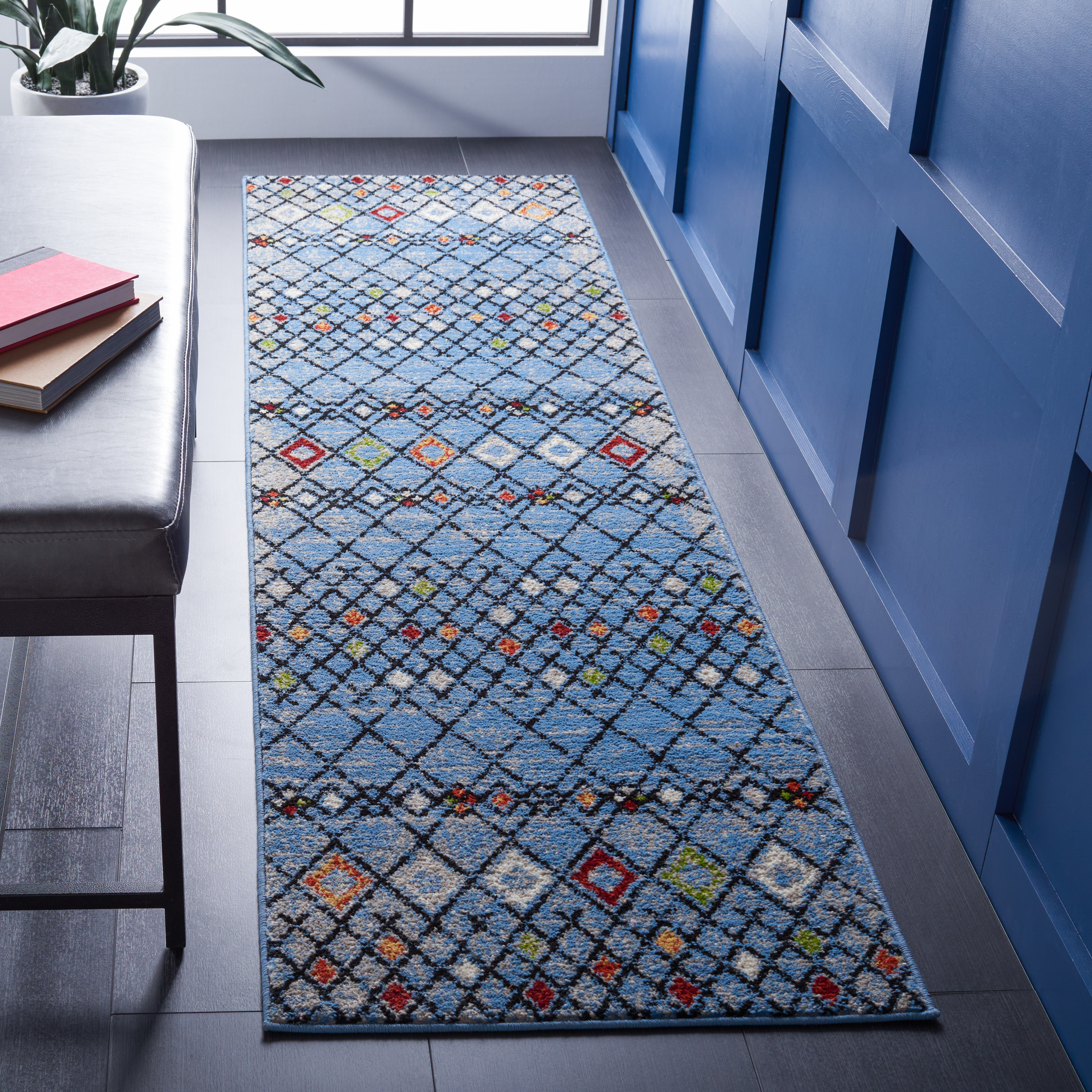 Safavieh Power Loomed Amsterdam Blue / Ivory Area Rugs – AMS115M