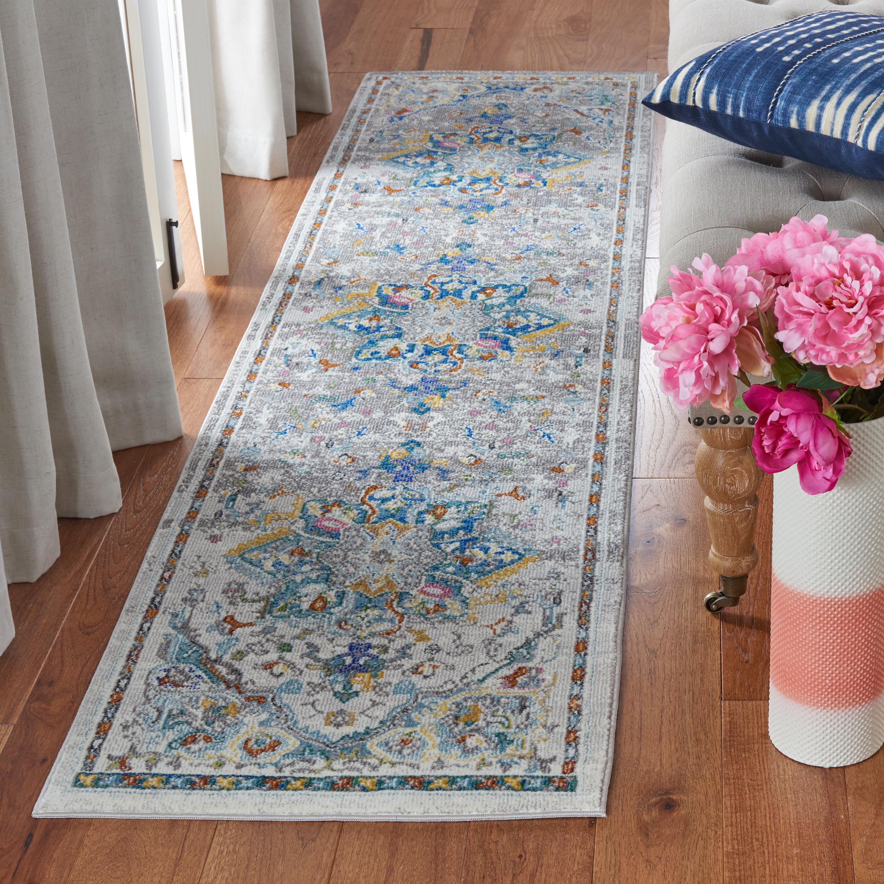 Safavieh Power Loomed Aria Collection Grey / Blue Area Rugs – ARA129F