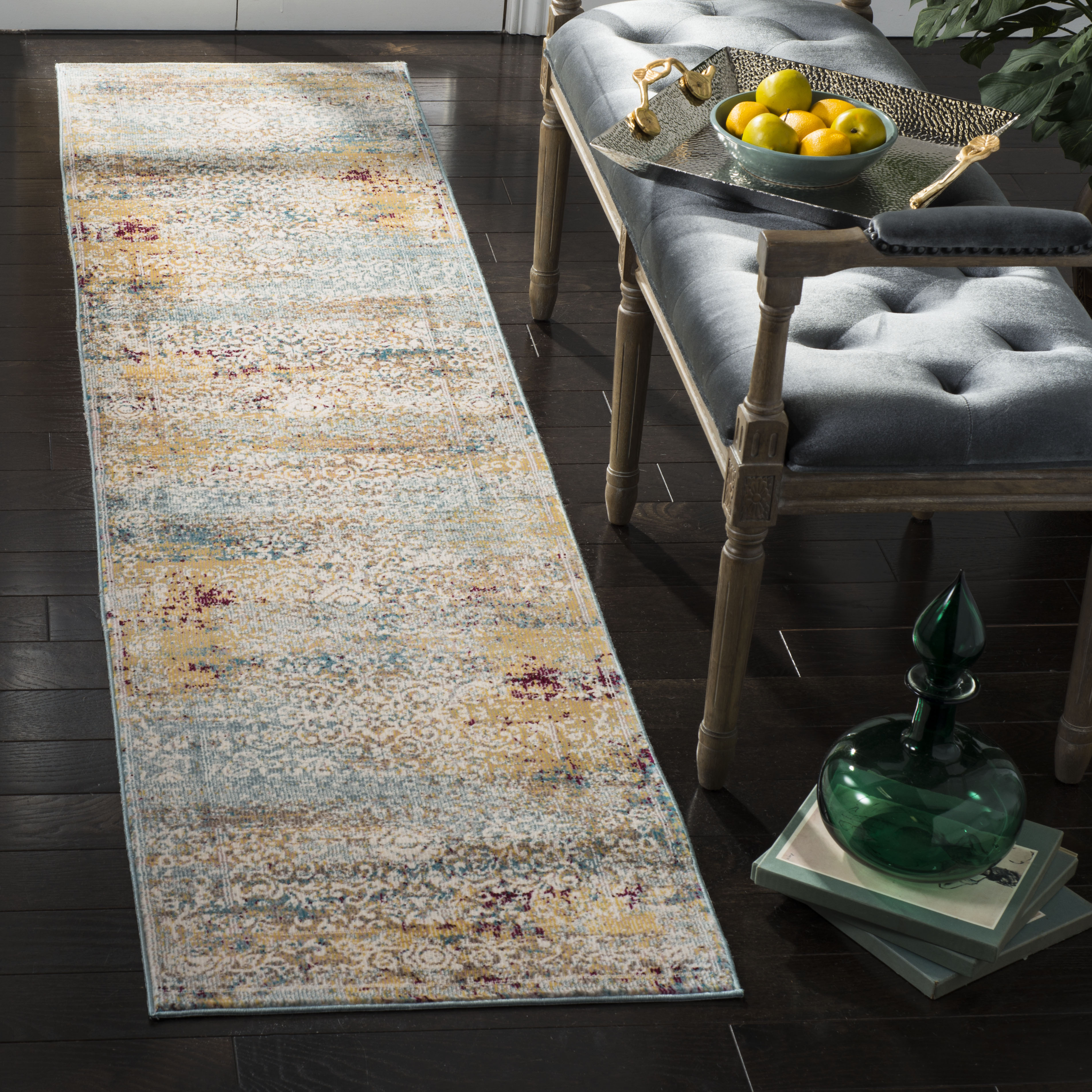 Safavieh Power Loomed Aria Collection Yellow / Cream Area Rugs – ARA183Y