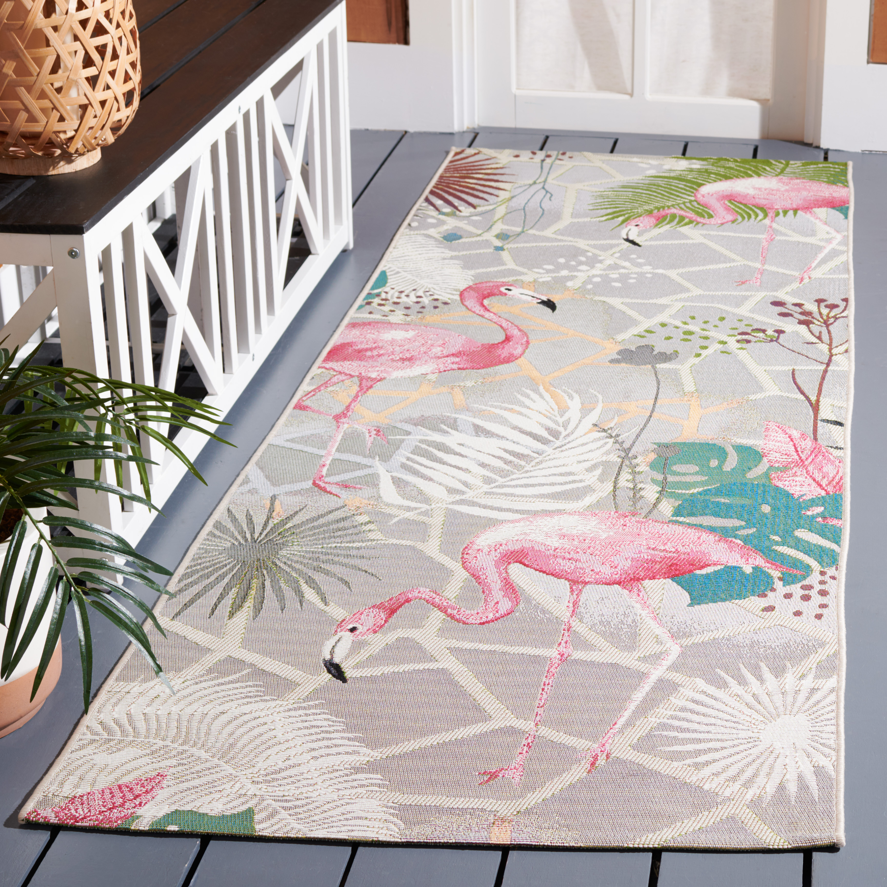 Safavieh Barbados Indoor/Outdoor Collection Grey / Pink Area Rugs – BAR551F