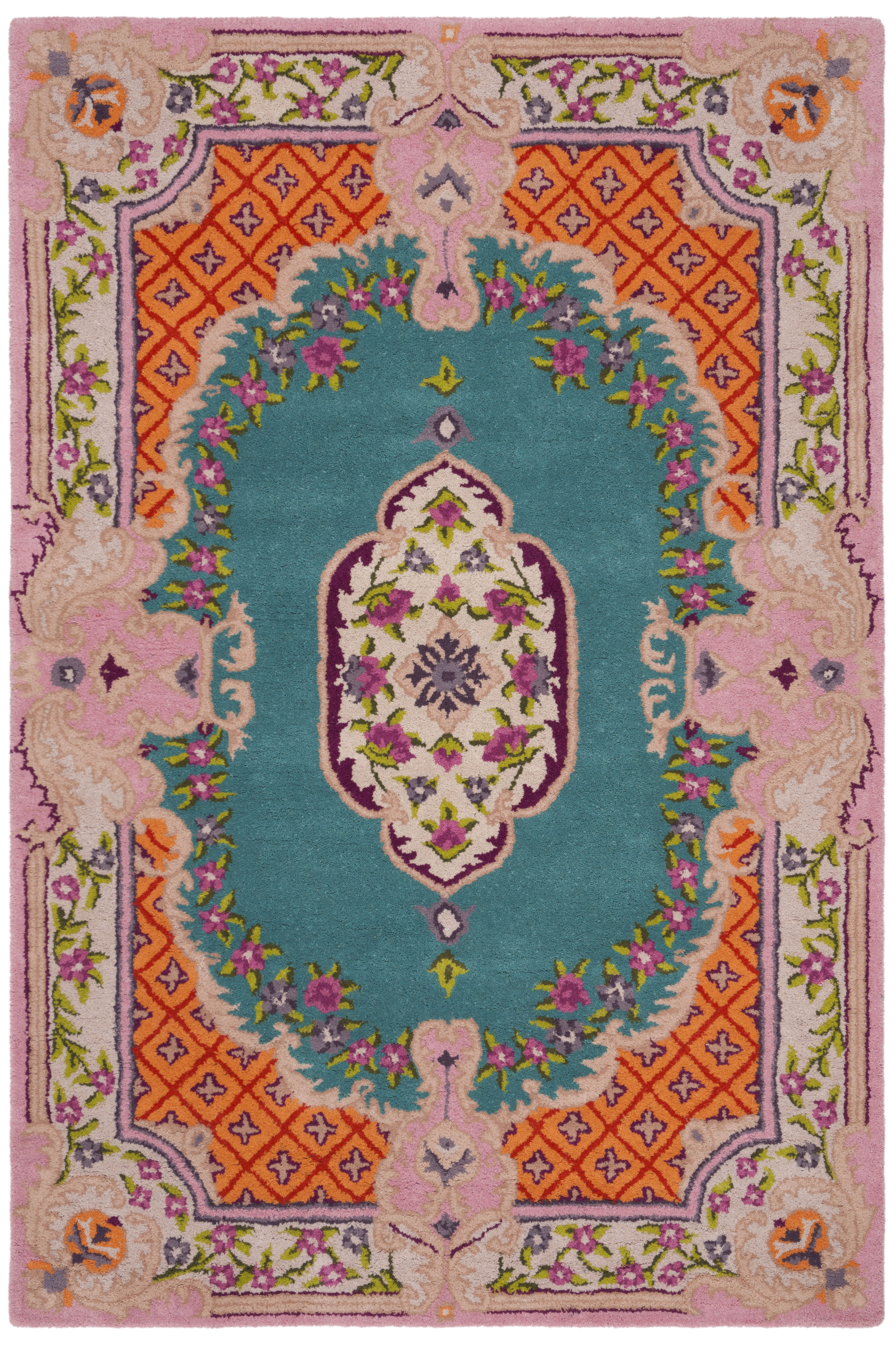 Kaya様✴︎ラブラドライト.ピーチムーン.ブルーライラックカービング＊チャーム Safavieh Hand Tufted Bellagio Collection Blue / Pink Area Rugs