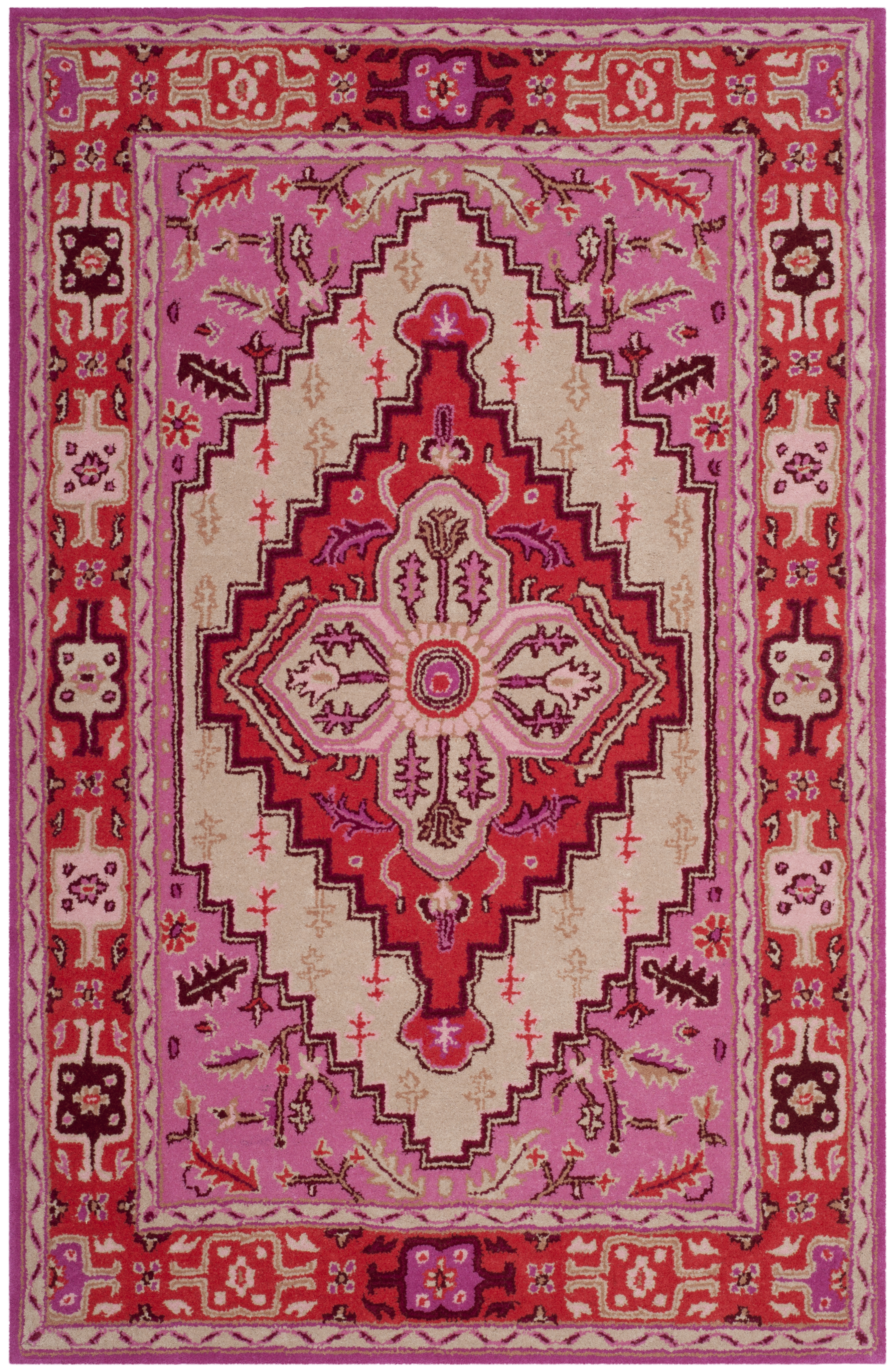 Safavieh Hand Tufted Bellagio Collection Red Pink / Ivory Area Rugs – BLG545A