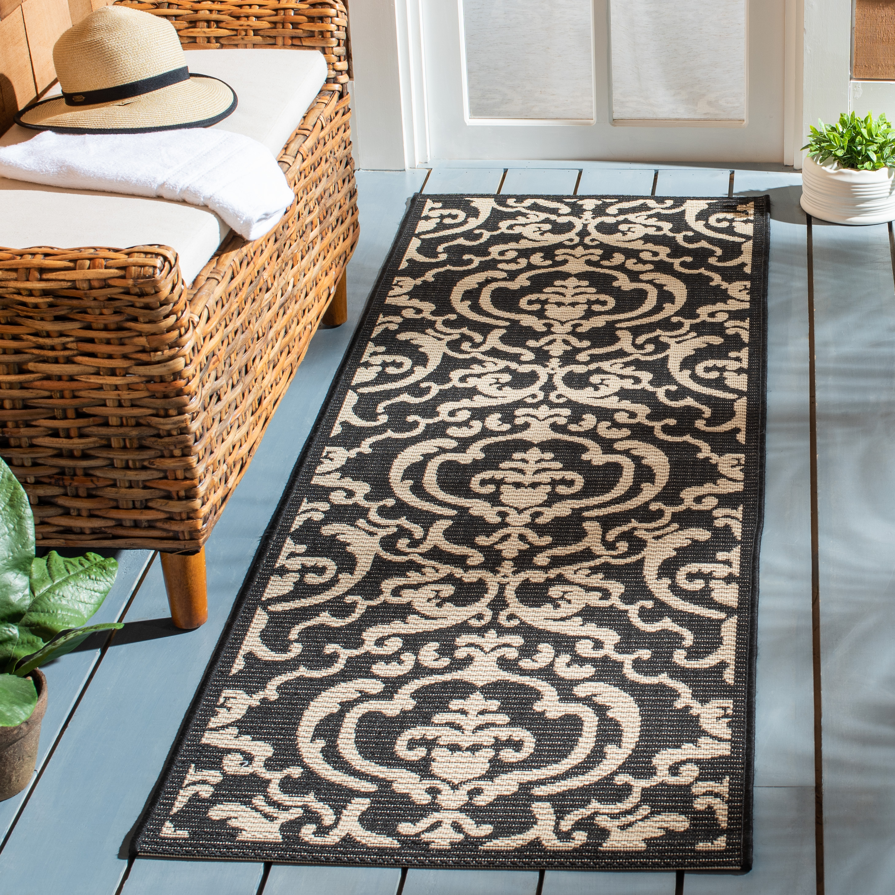 Safavieh Indoor / Outdoor Black / Sand Area Rugs – CY2663-3908