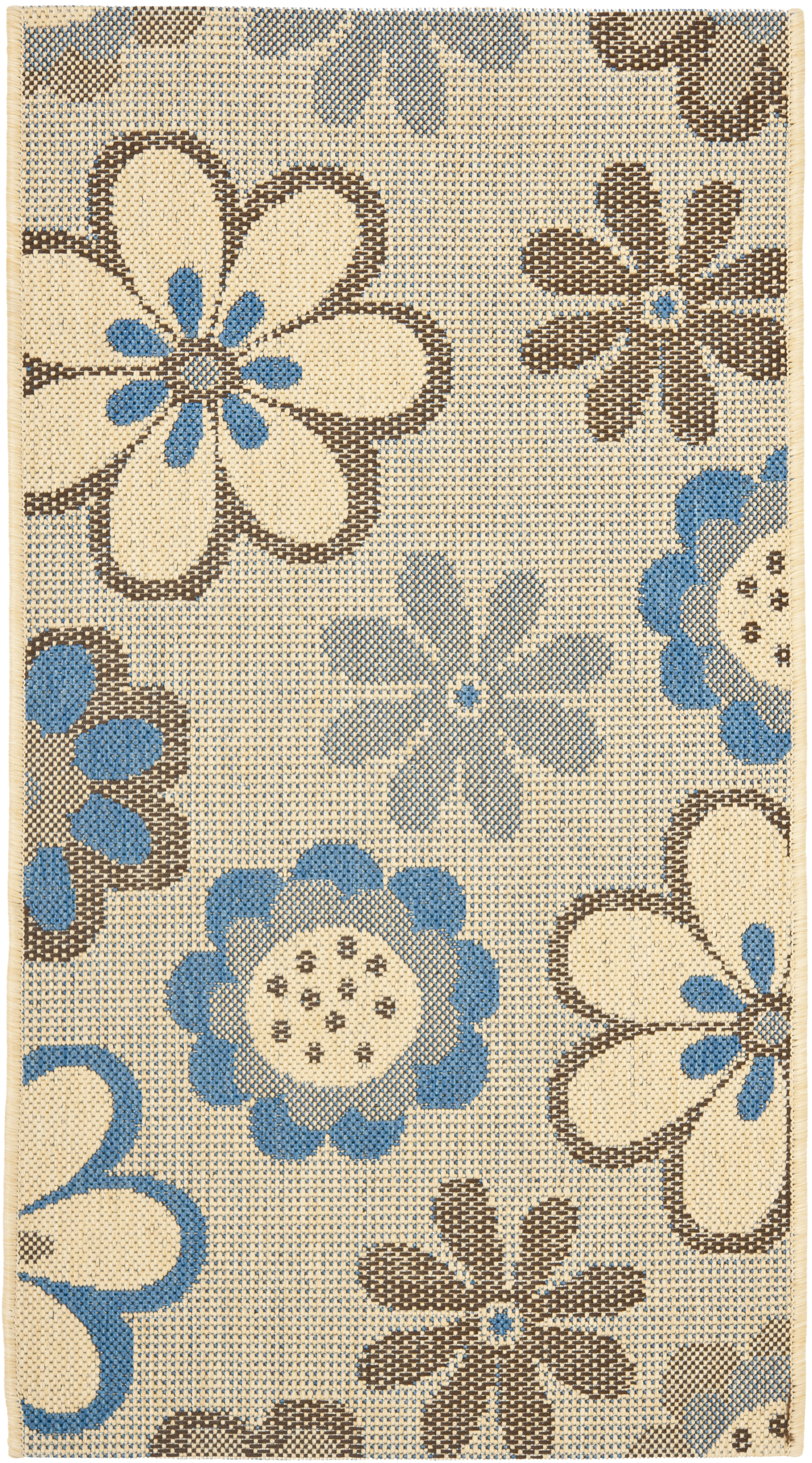 Safavieh Indoor / Outdoor Natural / Blue Floral Area Rugs- CY4035B