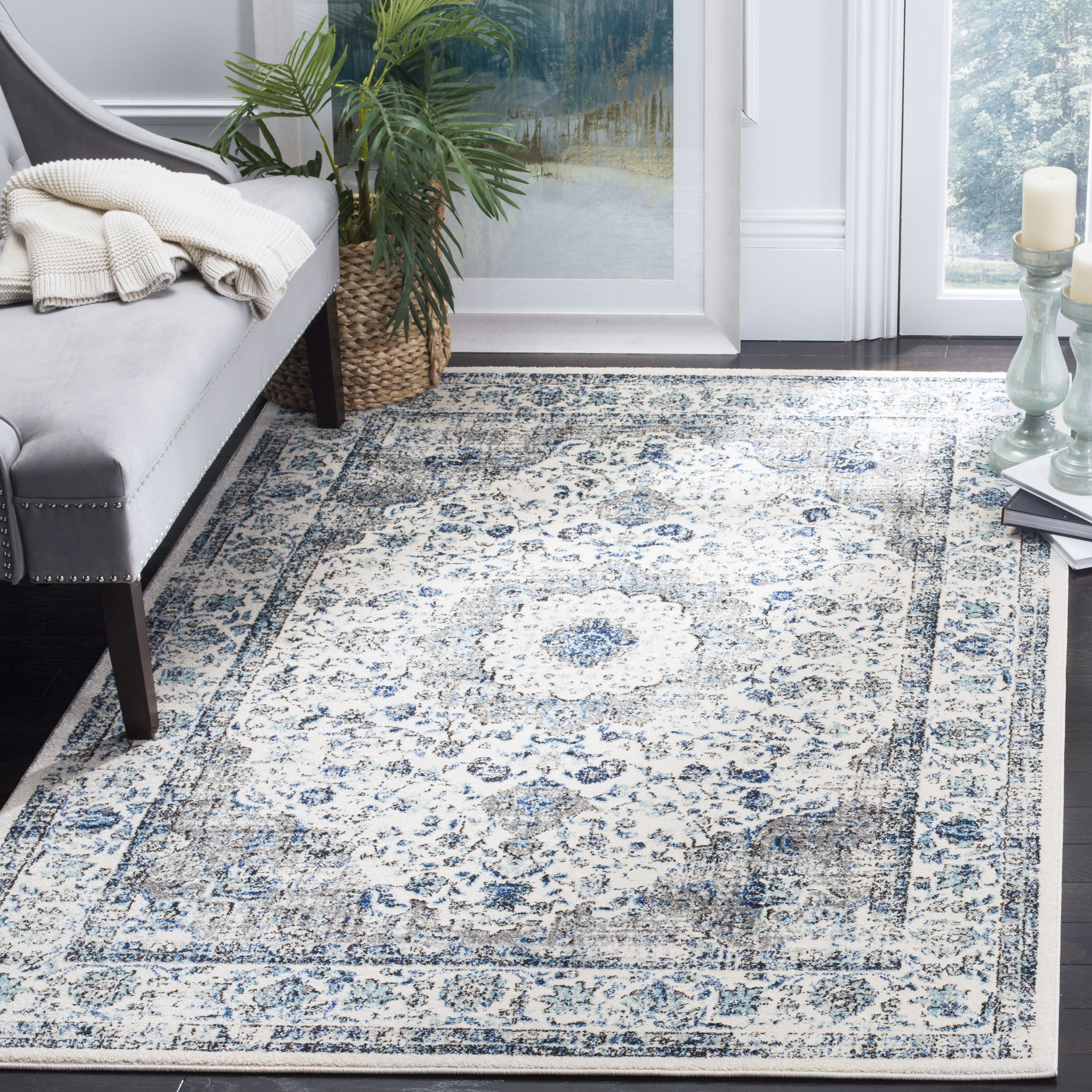Grey / Ivory Safavieh Power Loomed Evoke Area Rugs - EVK220D - Picture 29 of 33