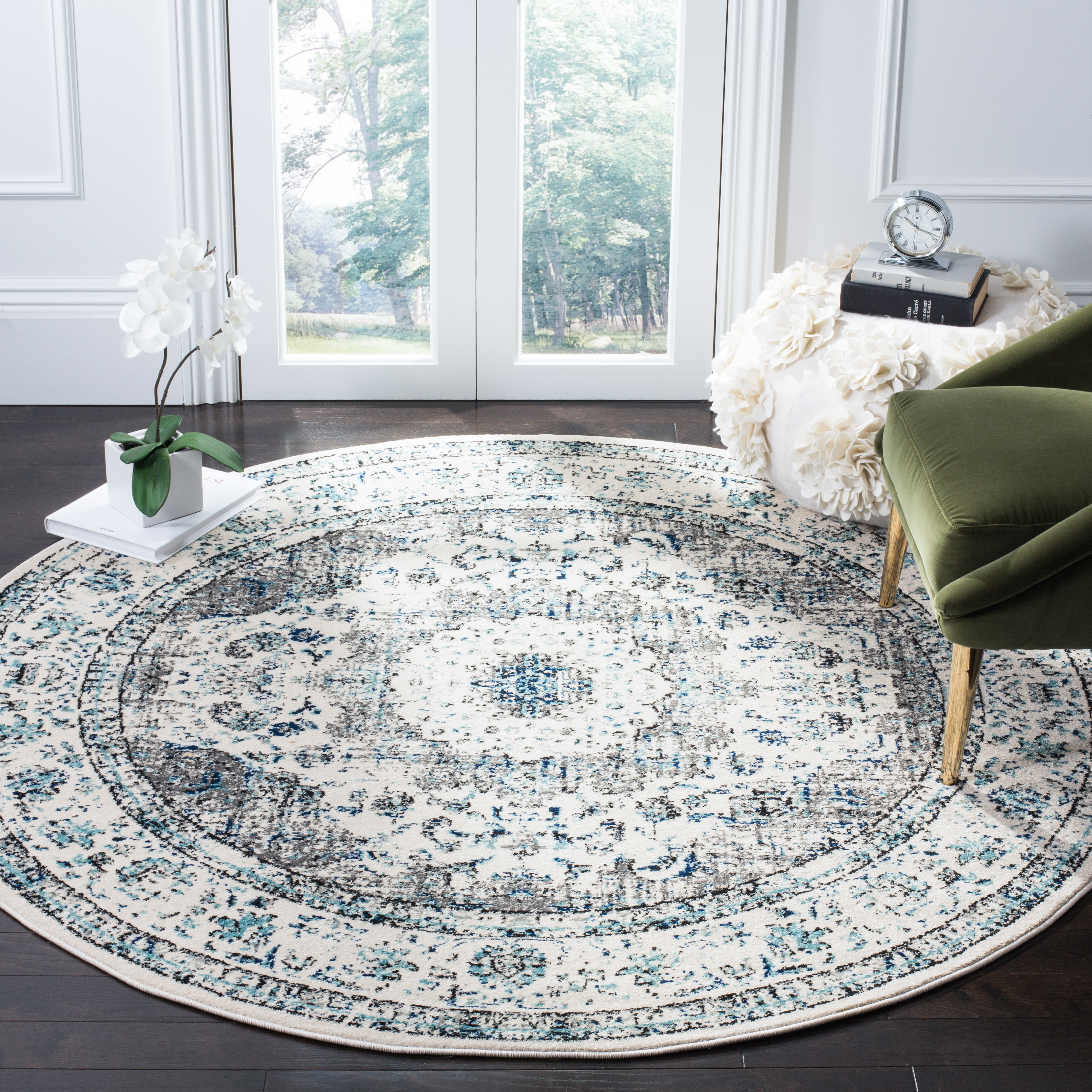 Grey / Ivory Safavieh Power Loomed Evoke Area Rugs - EVK220D - Picture 15 of 33