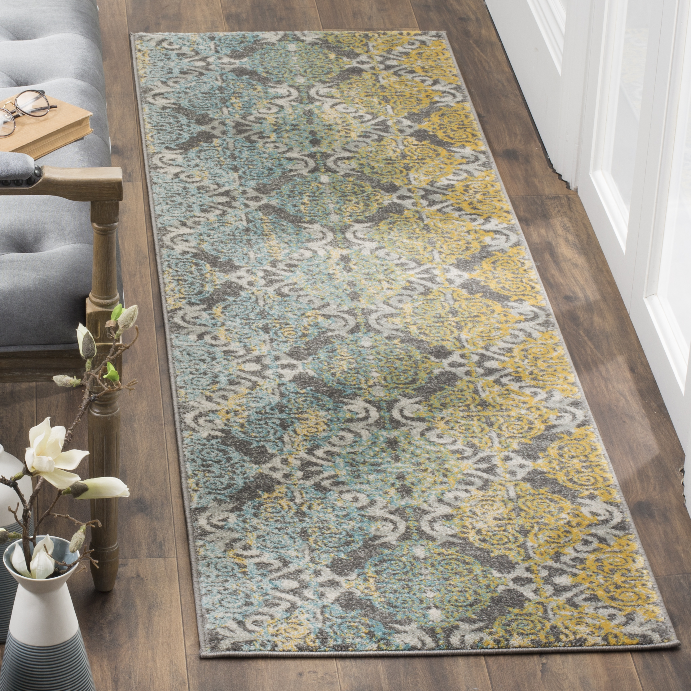 Grey / Ivory Safavieh Power Loomed Evoke Area Rugs - EVK230D - Picture 7 of 27