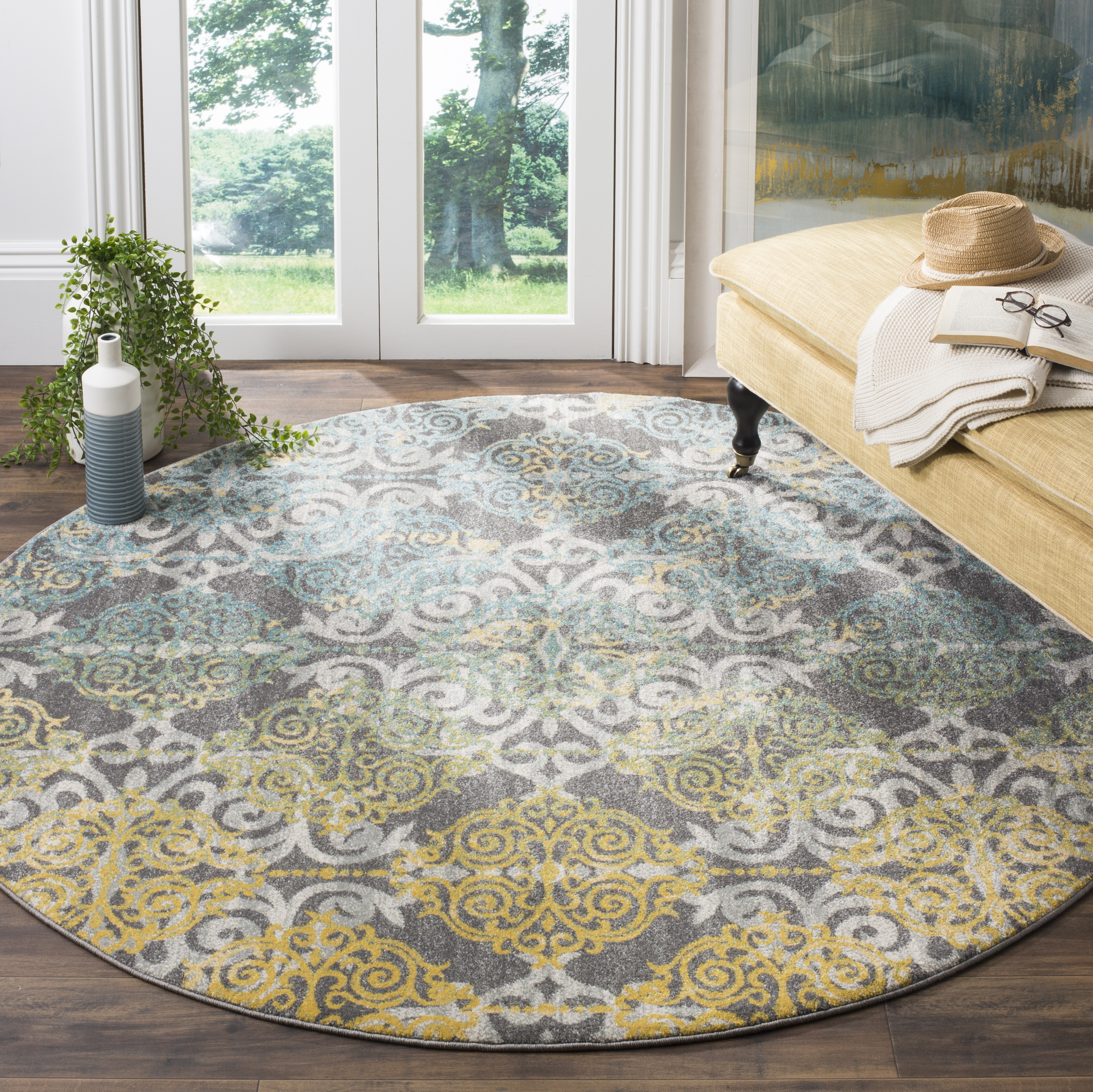Grey / Ivory Safavieh Power Loomed Evoke Area Rugs - EVK230D - Picture 13 of 27