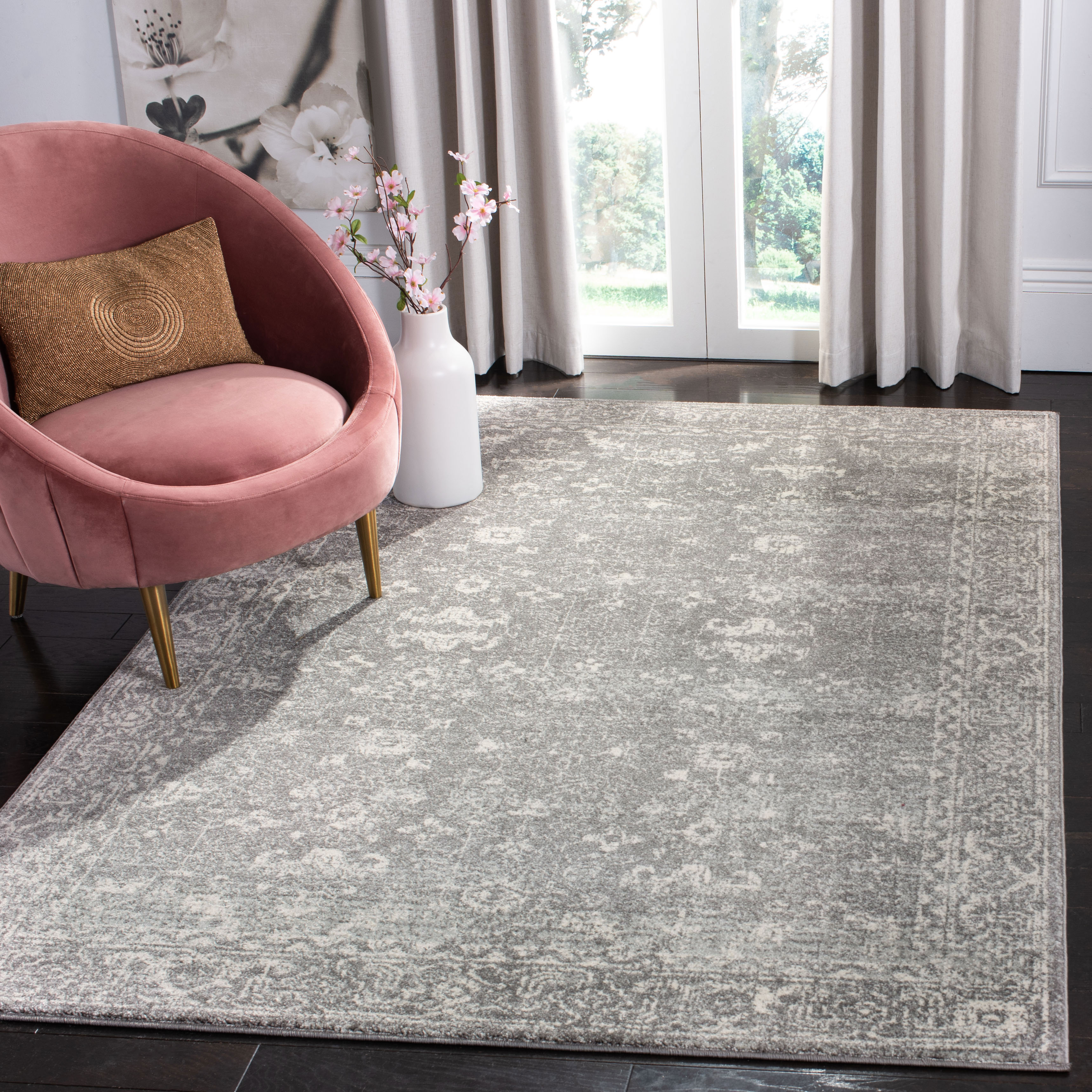 Safavieh Evoke Collection Evk270s Vintage Grey and Ivory Area Rug 8' X ...
