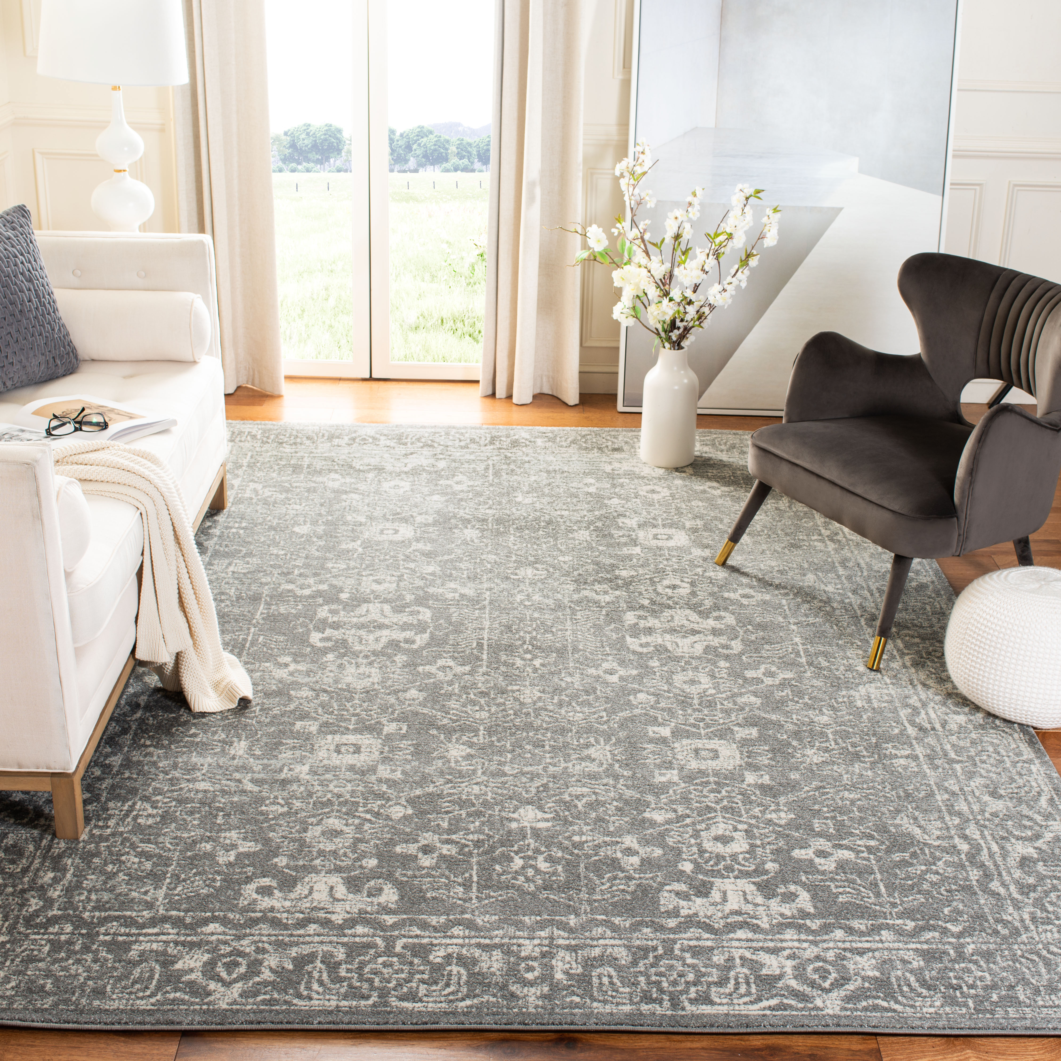 Safavieh Evoke Collection Evk270s Vintage Grey and Ivory Area Rug 8' X ...