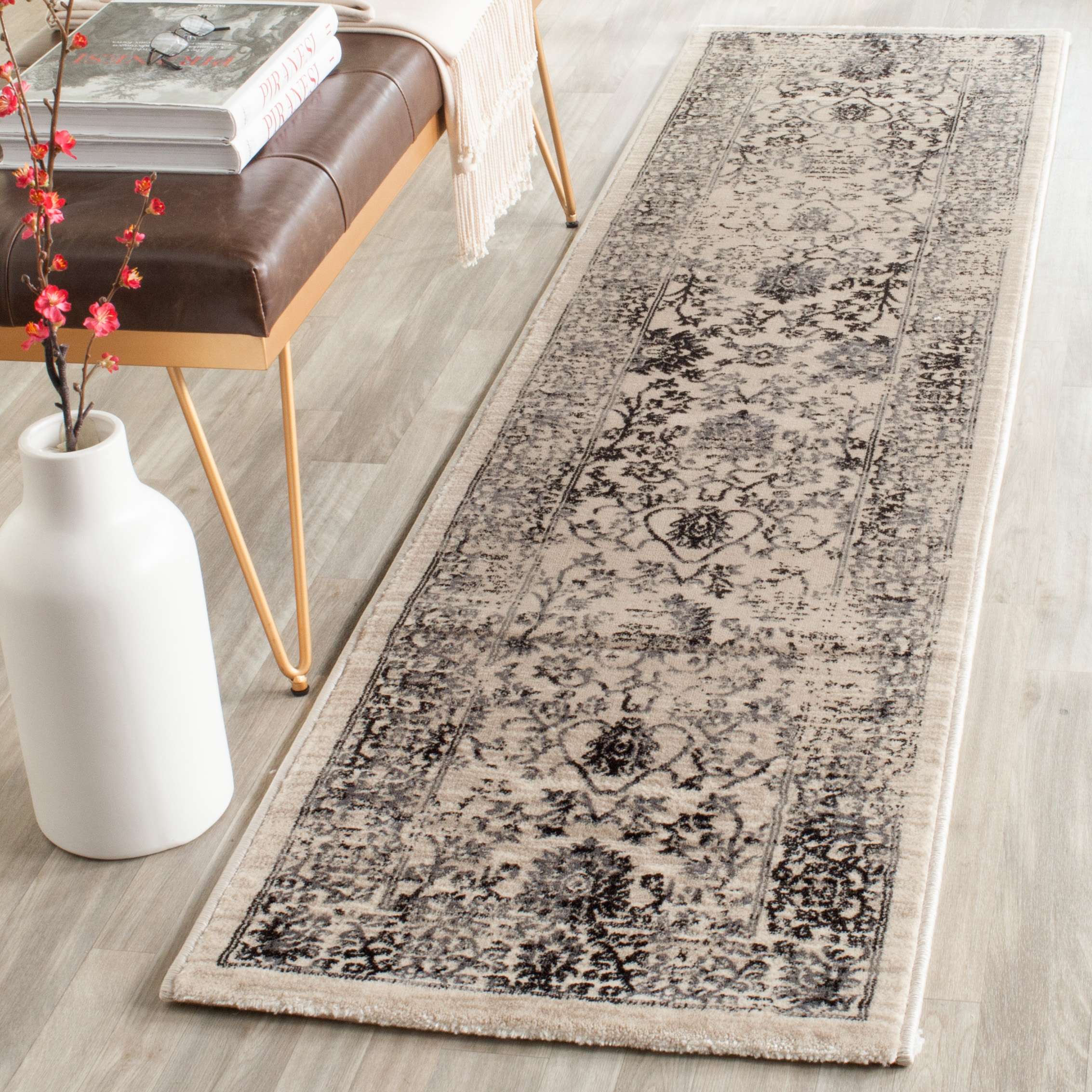 Beige / Blue Safavieh Power Loomed Evoke Area Rugs – EVK510C
